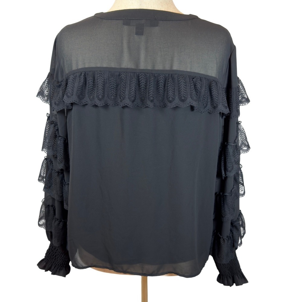 Marc New York Whimsigoth Lace Ruffle Blouse Fairy Grunge Statement Sleeves Large - Picture 6 of 11
